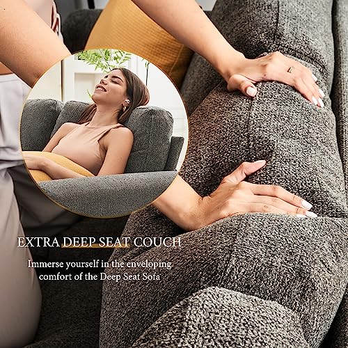 Couch, Comfy Sofa Couch with 24" Extra Deep Seats, Offwhite Modern Sofa- 3 Seater Sofa Couch for Living Room Apartment Lounge, Bouclé