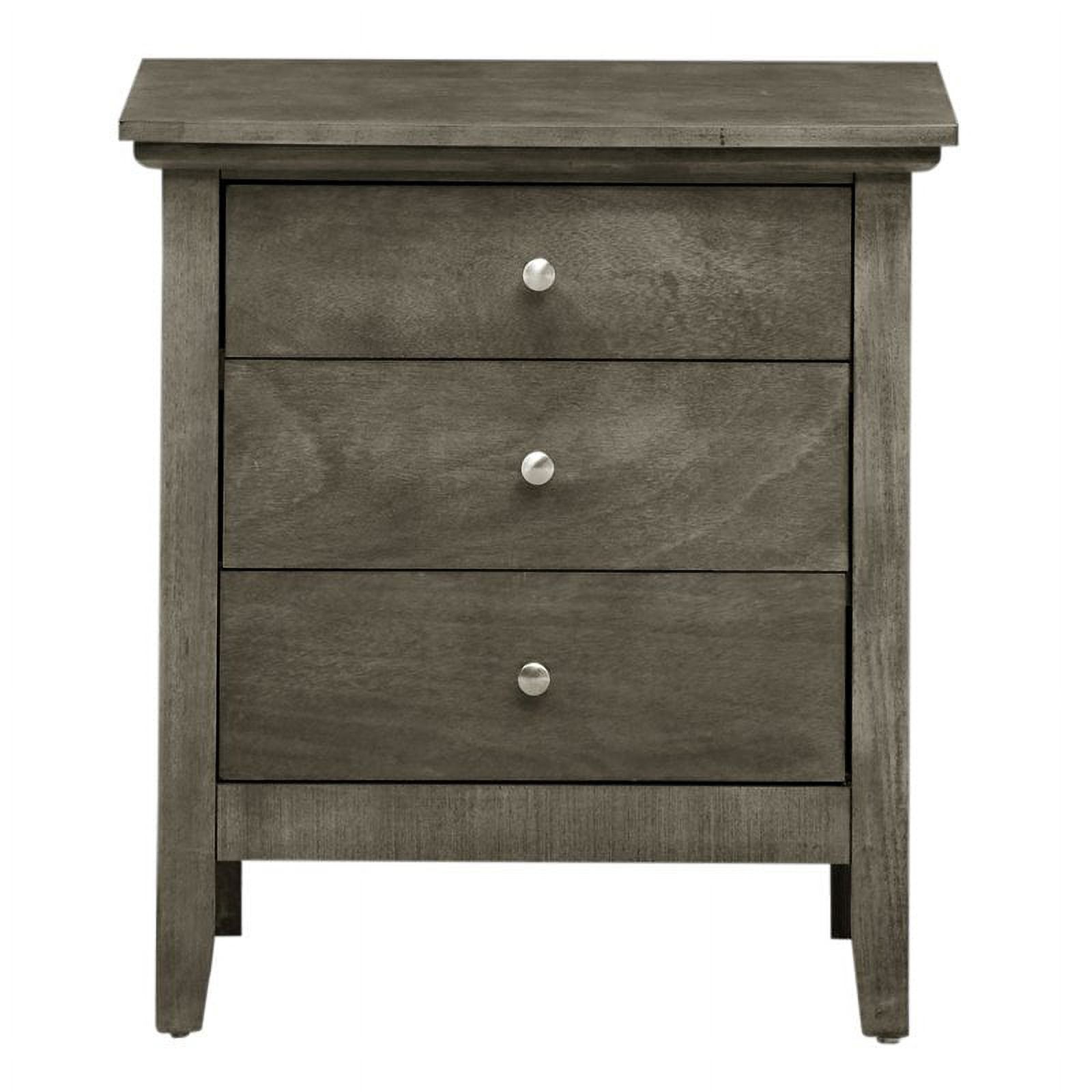 Home Square 3-Piece Set with King Bed 5-Drawer Chest and Nightstand in Gray