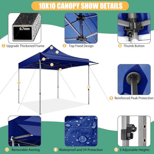 COBIZI 10x10 Pop Up Canopy Tent with Awning