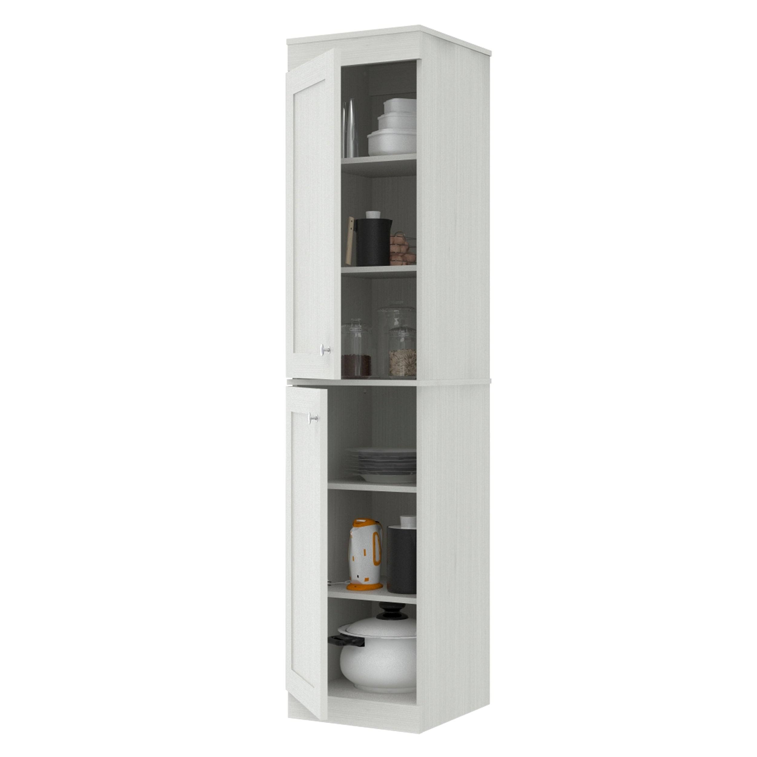 Inval Shaker Style Buffet 2-Door Slim Cabinet, Washed Oak