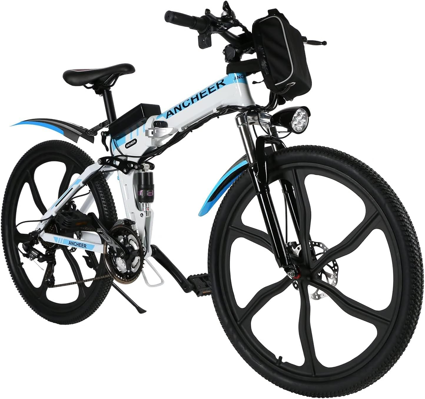 ANCHEER Electric Bike, Folding Electric Bike 26" Electric Mountain Bike with Magnesium Alloy Integrated Wheel