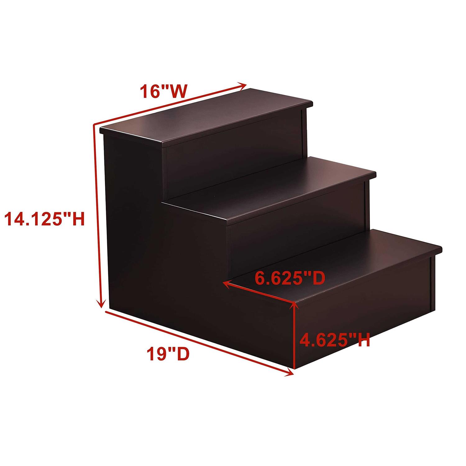 Kings Brand Furniture Darien 3 Step Wood Step Stool for Adults or Kids - Pet Supplies online store