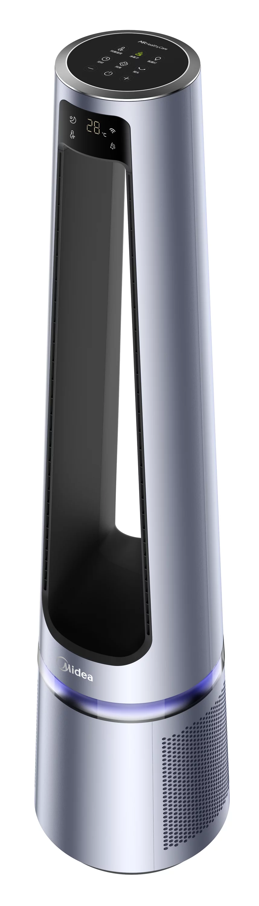 Midea 42" 12-Speed Bladeless DC Fan & HEPA Air Purifier with Remote Control, Silver, MSF42B9ASV