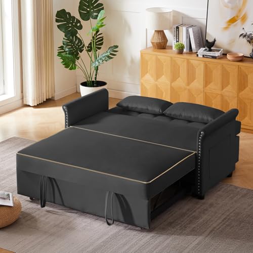 68.11" Corduroy Sleeper Chair Bed with USB Port, Cup Holders & Side Storage Pockets – 3-in-1 Foldable Sofa Bed for Guest Room, Living Room – White