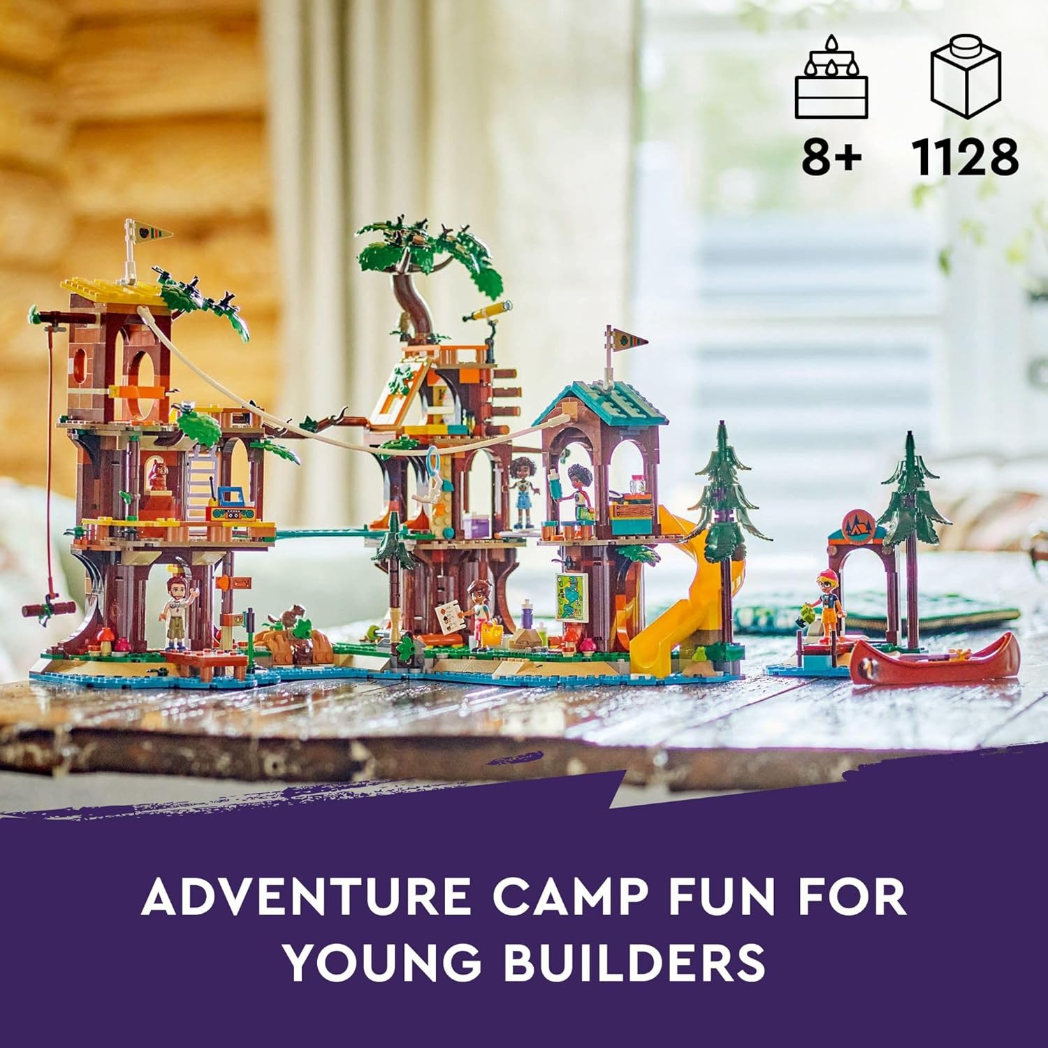 LEGO Friends Adventure Camp Tree House Toy with Doll Accessories, Outdoor Toy Playset for Kids with 5 Mini Dolls and 5 Animal Figures