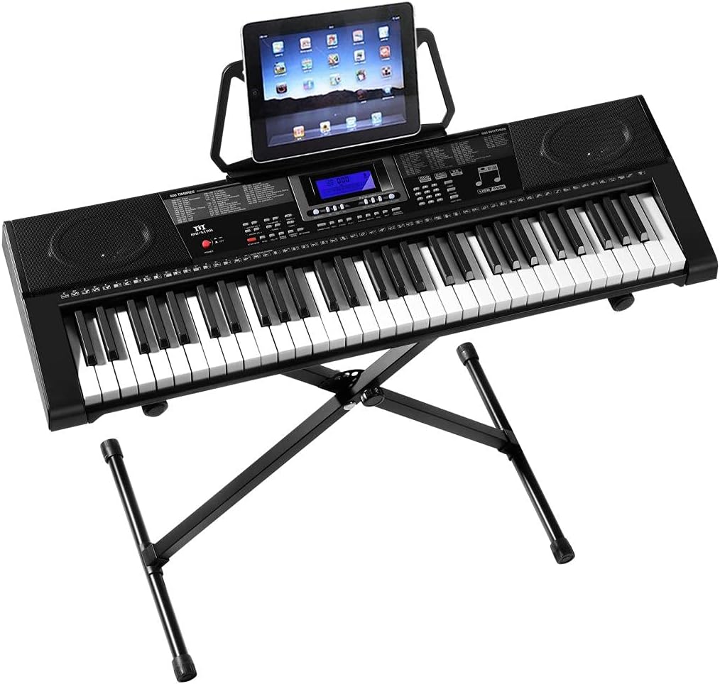 MUSTAR 61 Key Piano Keyboard, Light Up Keyboard Piano for Beginners Portable Electric Piano Learning Piano Keyboard with Stand, Built-in Speakers