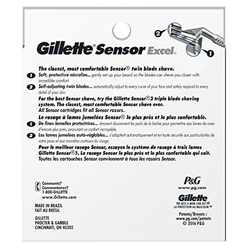 Gillette Sensor Excel Men's Razor Blade Refills, 10 Count