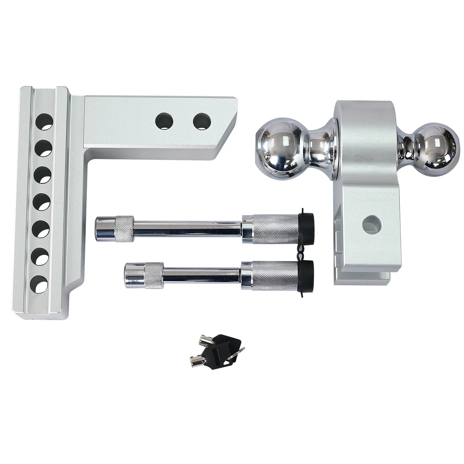 Mefine Adjustable Trailer Receiver Drop Hitch Ball Mount Fits,2inch receiver,6 inch adjustable,2’’ and 2 5/16’’ Dual Balls , 14,500lbs