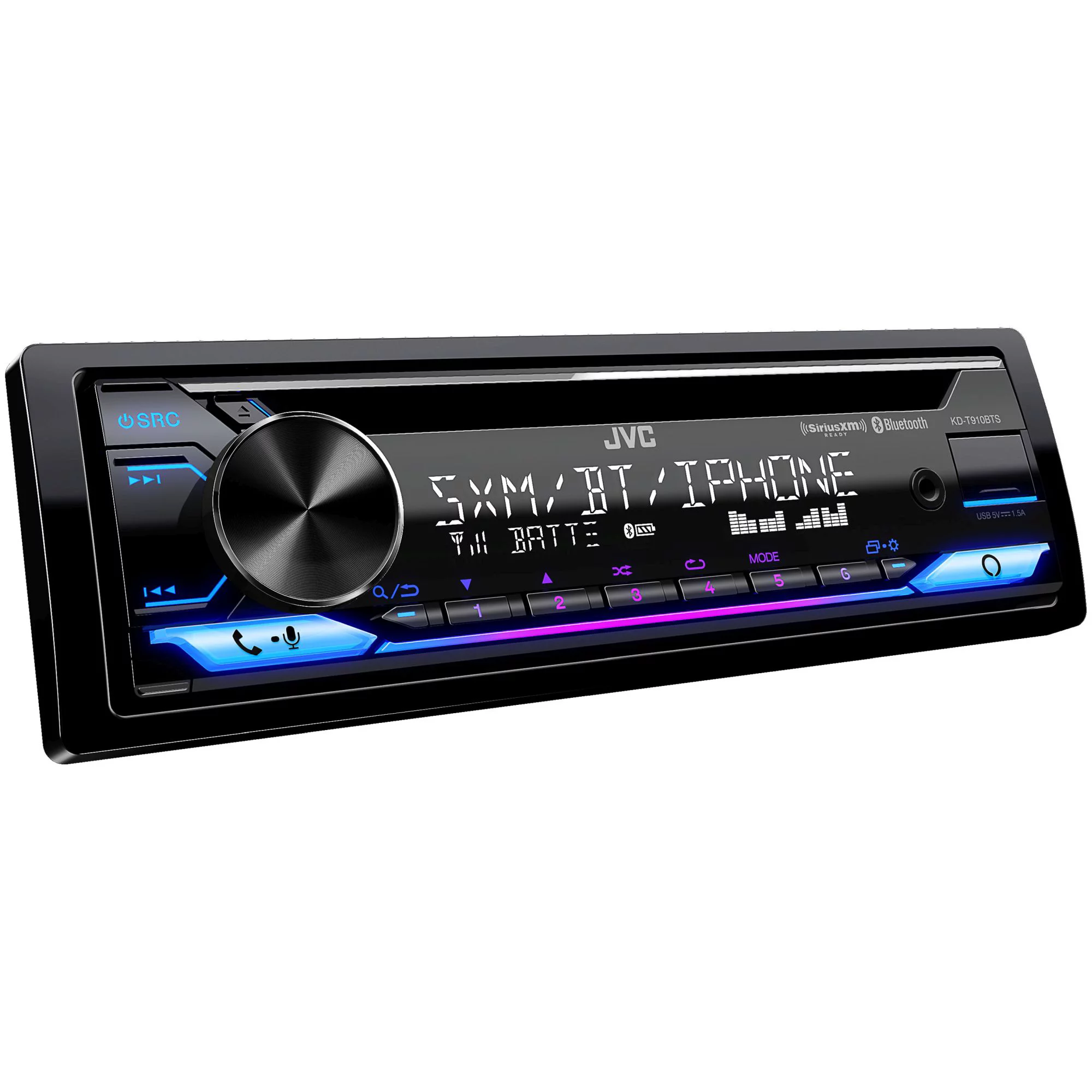 JVC KD-T910BTS - CD Receiver w/ Bluetooth, USB, Amazon Alexa + Included SirusXM SXV300 Satellite Radio Tuner