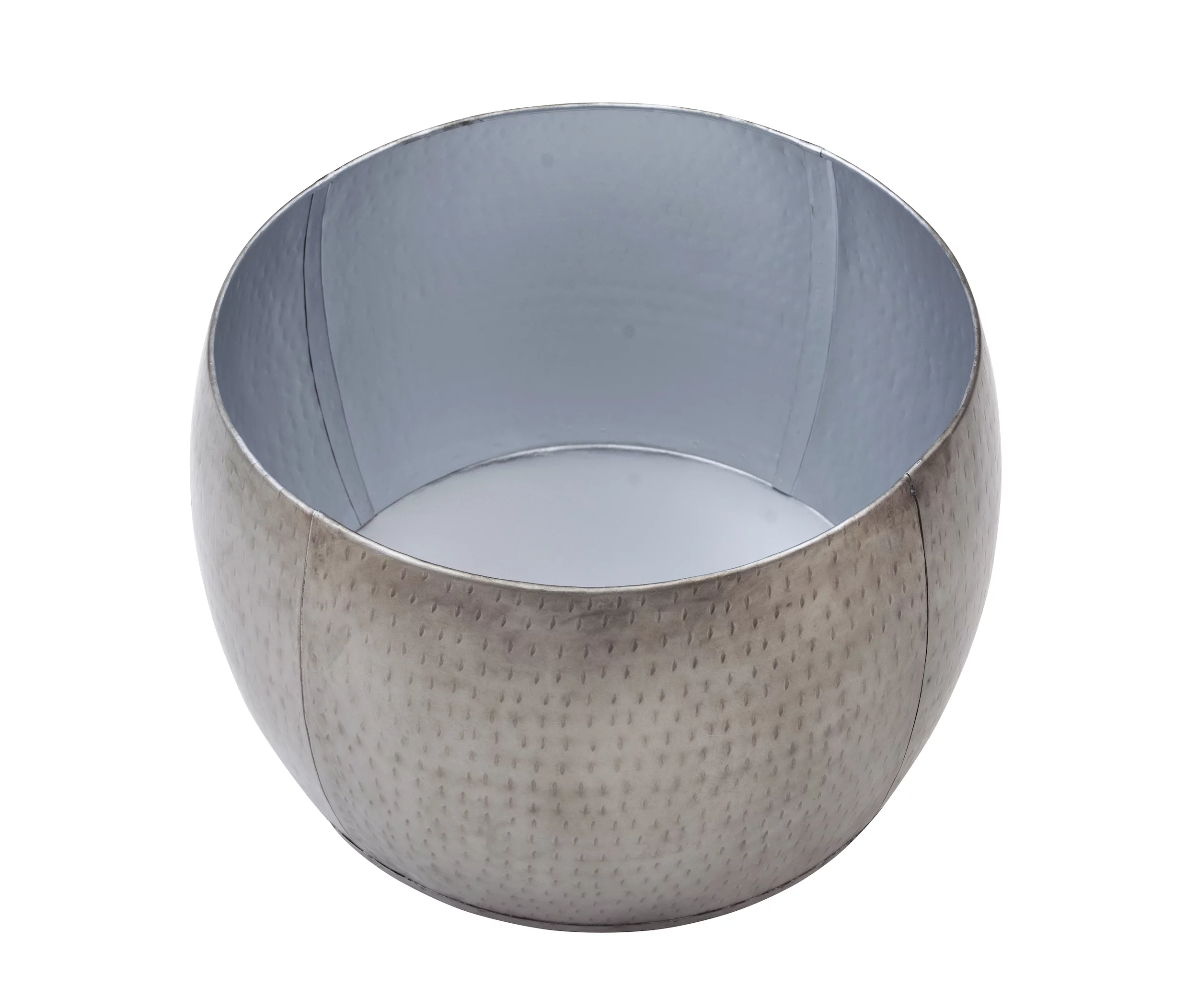 Powell Wesmar Metal Indoor Drum Accent Table with Storage, 16" Tall, Pewter