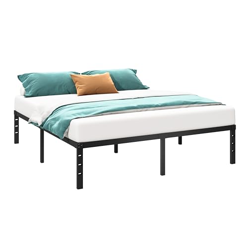 Metal Platform Bed Frame 14 Inch Tall Bed No Box Spring Needed,Twin Size Bed with Heavy Duty Strong Support Slats,Easy to Assemble,Black