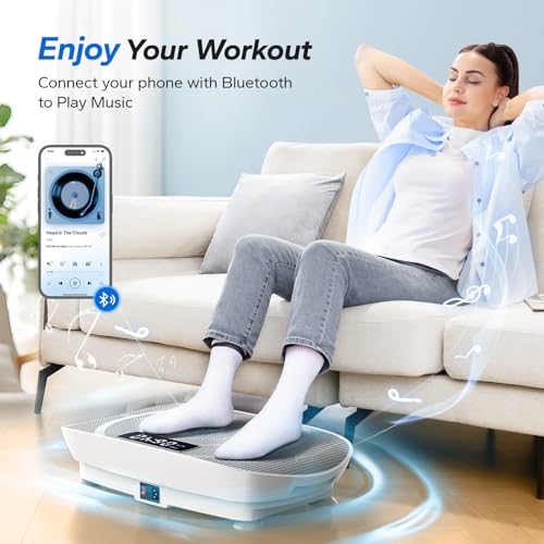 MERACH Vibration Plate Exercise Machine, Whole Body Workout Equipment for Women, Bluetooth and Silicone Pedal, Vibration Plate with Auto Mode