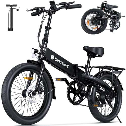 isinwheel U1 Electric Bike, 500W Motor, 20 mph, Folding Ebike, 14"/16"/20" Adults Electric Bicycles, 280.8Wh Battery, 25 Miles PAS Range, Black