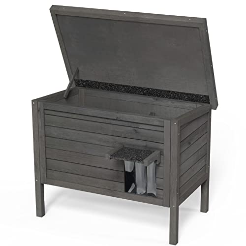 GDLF Outdoor Feral Cat House Heated Cat Shelter with 100% Insulated All-Round Foam Weatherproof for Multiple Felines 34.5"X21.5"x27.2"
