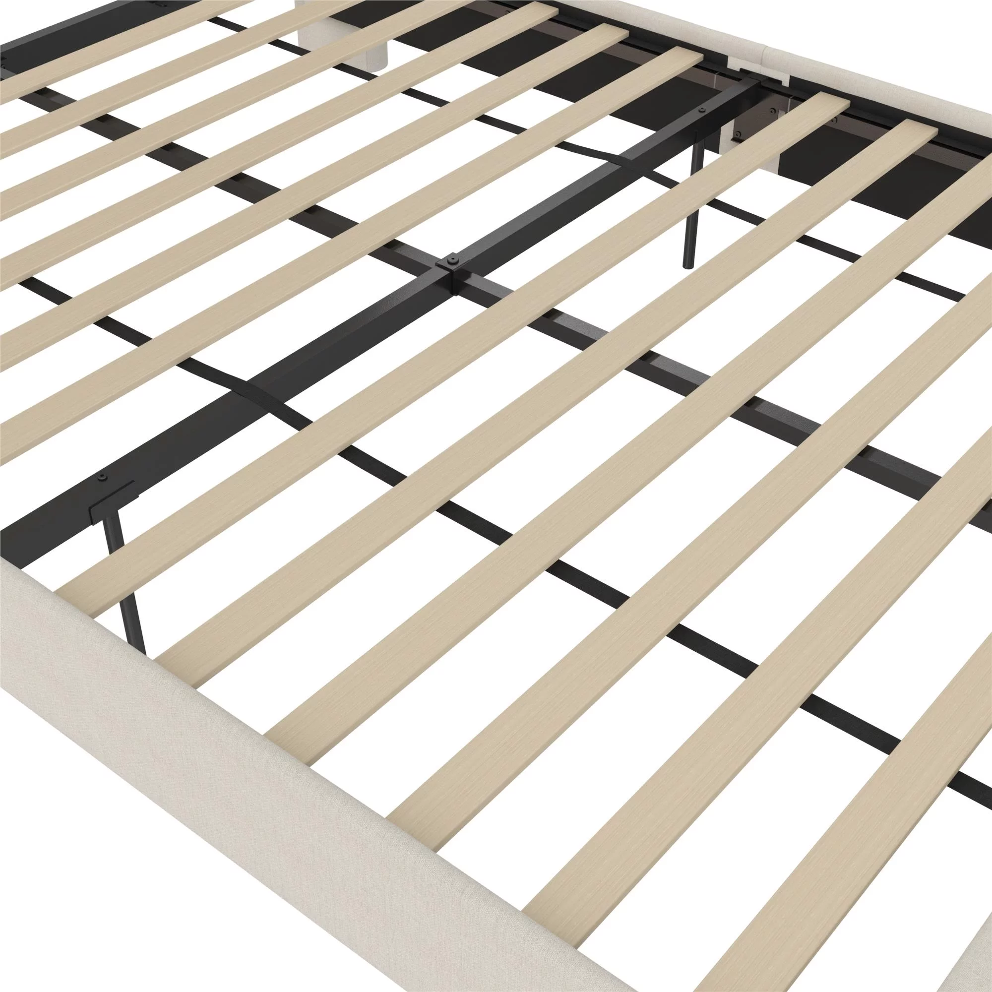 DHP Eveline Upholstered Platform Bed Frame with High Wingback Headboard, Queen, Textured Ivory Canvas