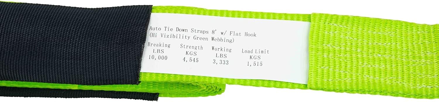 Mytee Products (4 Pack 2 x 14' Car Tie Down Lasso Ratchet Strap with Flat Hook - Tire Straps for Car Trailer - Wheel Straps for Hauling Cars