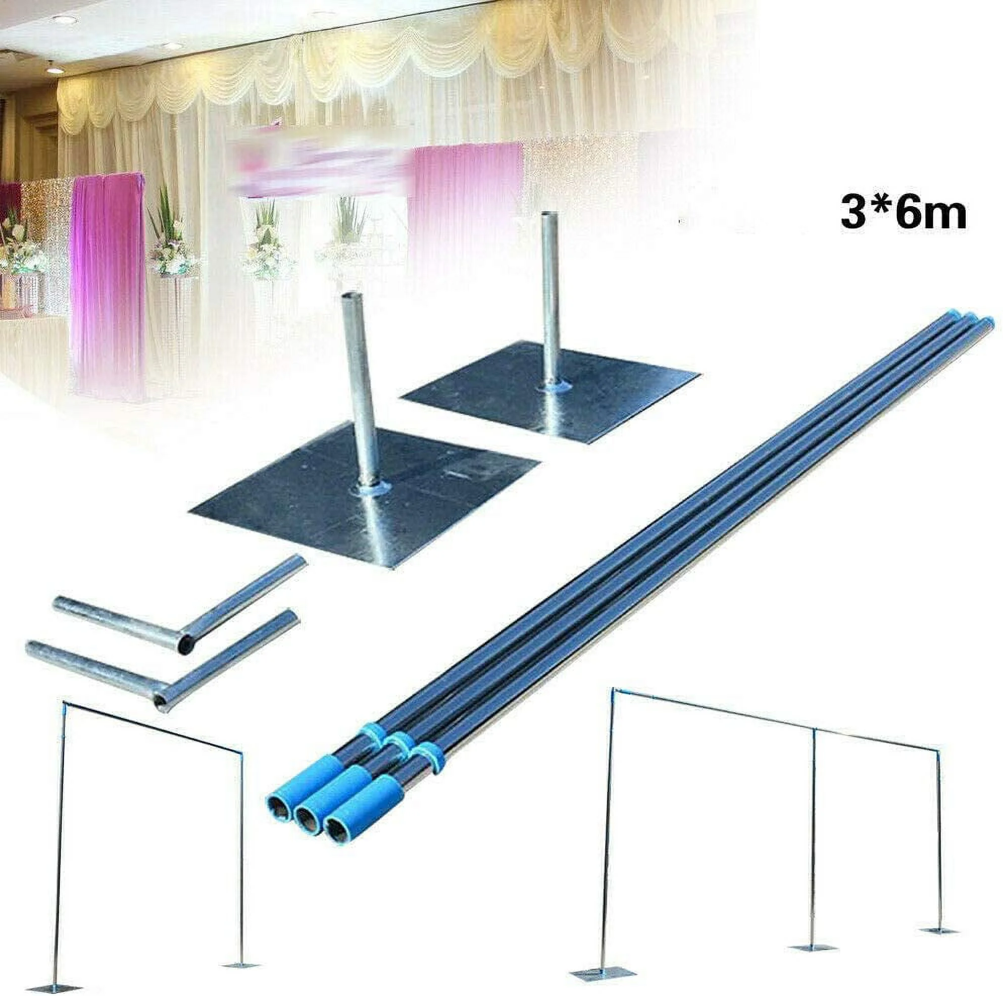 Miumaeov 3x6m Adjustable Curved Pipe and Drape Backdrop Support Kit