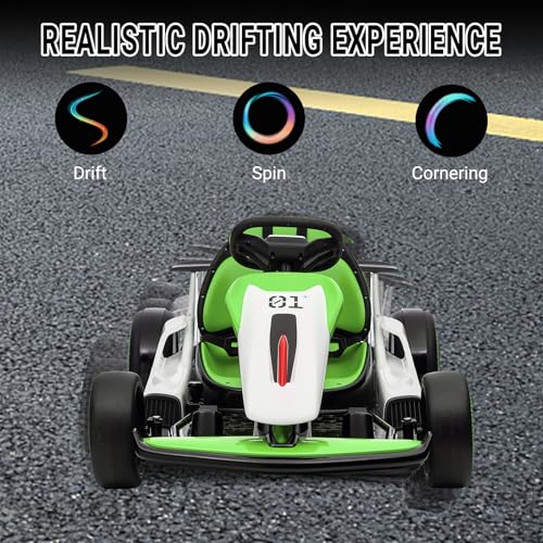 Kids Go Kart, Ride On Drift Kart with Dual 200W Motors, 24V Battery Powered Electric Drift Car, Outdoor 2-Speed Ride On Racing Toy for Boys Girls 6+