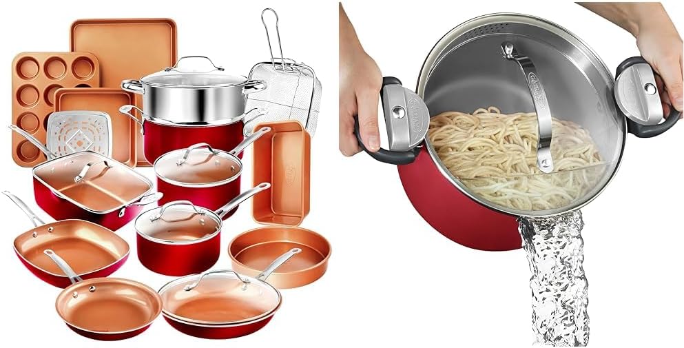 Gotham Steel 20 Pc Pots and Pans Set Nonstick Cookware + Bakeware Set