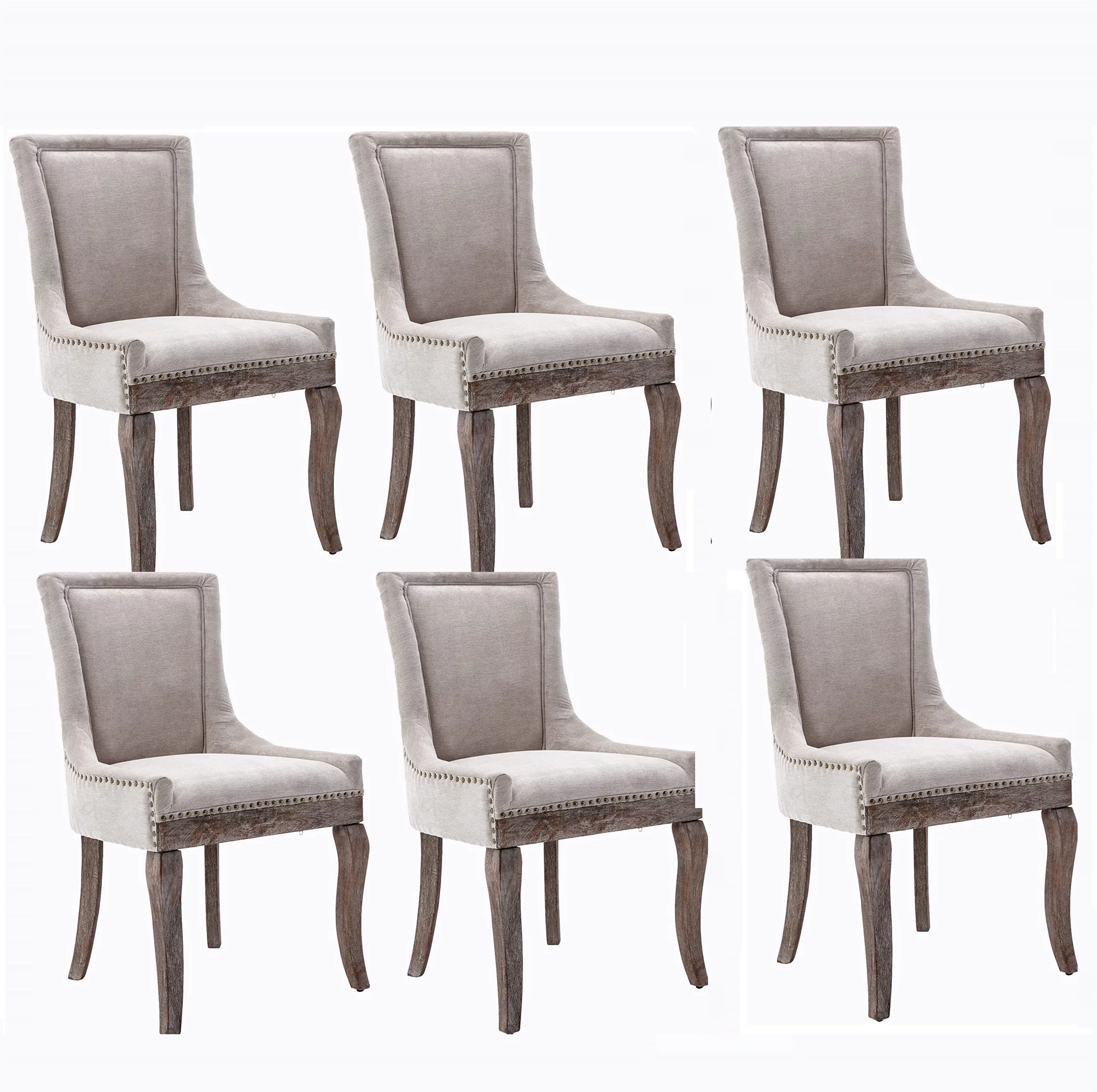 Fabric Dining Chairs Upholstered Dining Room Chairs with Solid Wood Legs Nailhead Trim Accent Side Chairs for Dining Room Kitchen Living Room