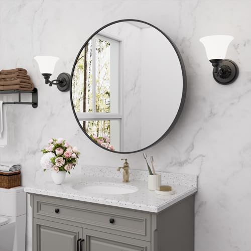 HOMECOOKIN Farmhouse Gold Metal Framed Recessed Bathroom Medicine Cabinet with Beveled Mirror Rounded Rectangle Bathroom Medicine Cabinet 16x24 inch