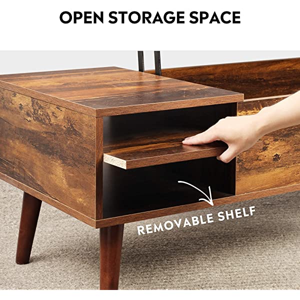 WLIVE Wood Lift Top Coffee Table with Hidden Compartment and Adjustable Storage Shelf, Lift Tabletop Dining Table for Home Living Room, Office