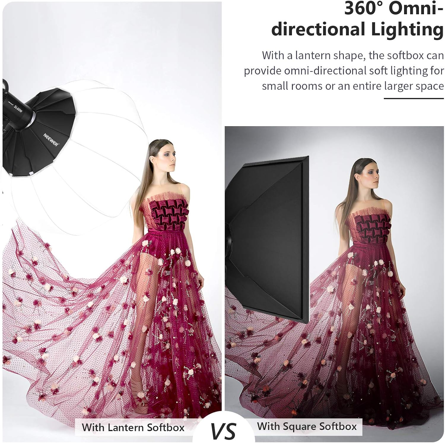 Neewer 34 inches/85cm Lantern Softbox Soft Light Diffuser with Skirt, Compatible with Neewer CB60 CB100 CB150, Aputure 300D II 120D