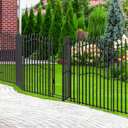 8 Panels Tall No Dig Garden Fence - 40in H x 18ft L, Reinforced Square Tube Rustproof Animal Barrier