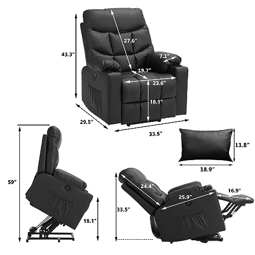 IPKIG Power Lift Chairs Recliners for Elderly with Massage and Heated, Linen Fabric Lift Recliner Chair with USB Ports