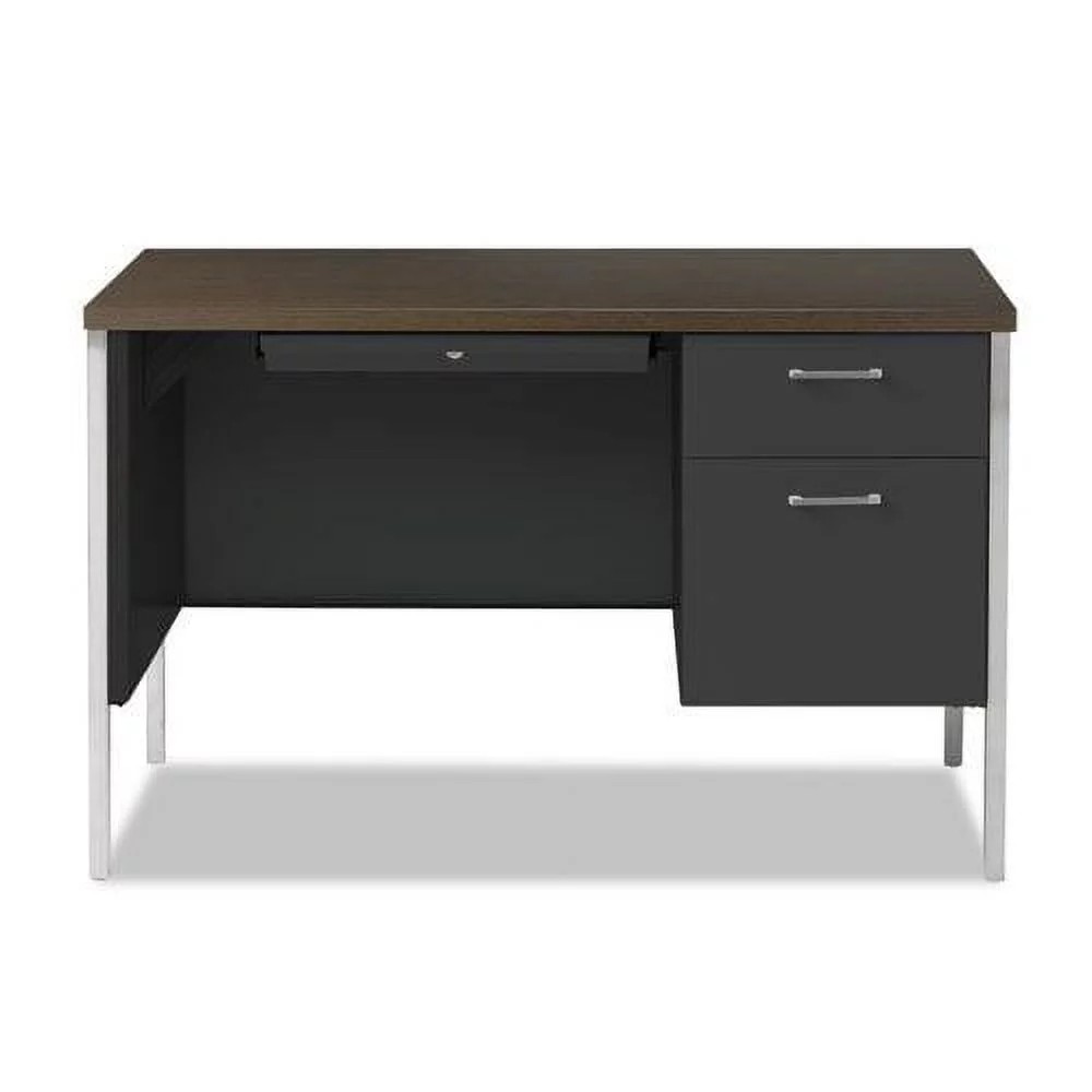 Alera ALESD4524BM 45.25 in. x 24 in. x 29.5 in. Single Pedestal Steel Desk - Mocha/Dark