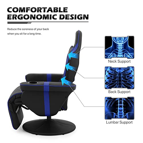 MoNiBloom Video Gaming Chair Racing Style Single Living Room Sofa Recliner with Detachable Headrest