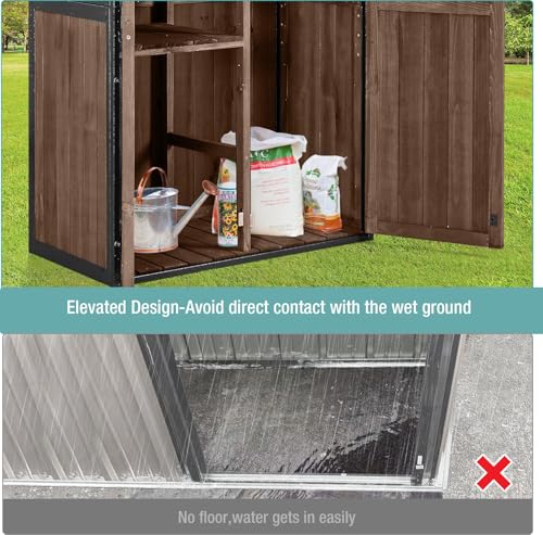Sheds Outdoor Storage,Garden Shed with Metal Frame Structure and Adjustable Shelves