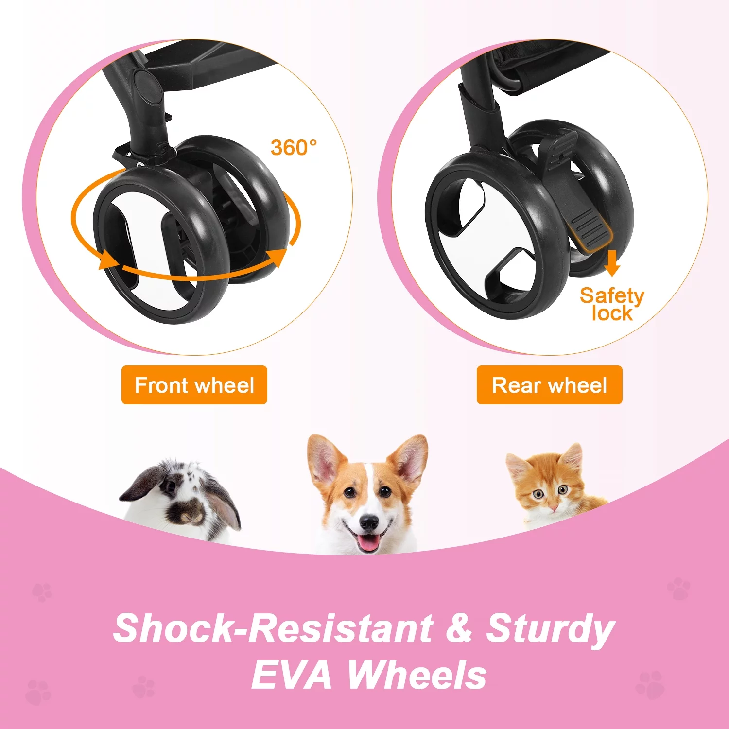 YRLLENSDAN Pet Stroller Premium 3-in-1 Multifunction Dog Cat Jogger Stroller for Medium Small Dogs Cats Folding Lightweight Travel Stroller with