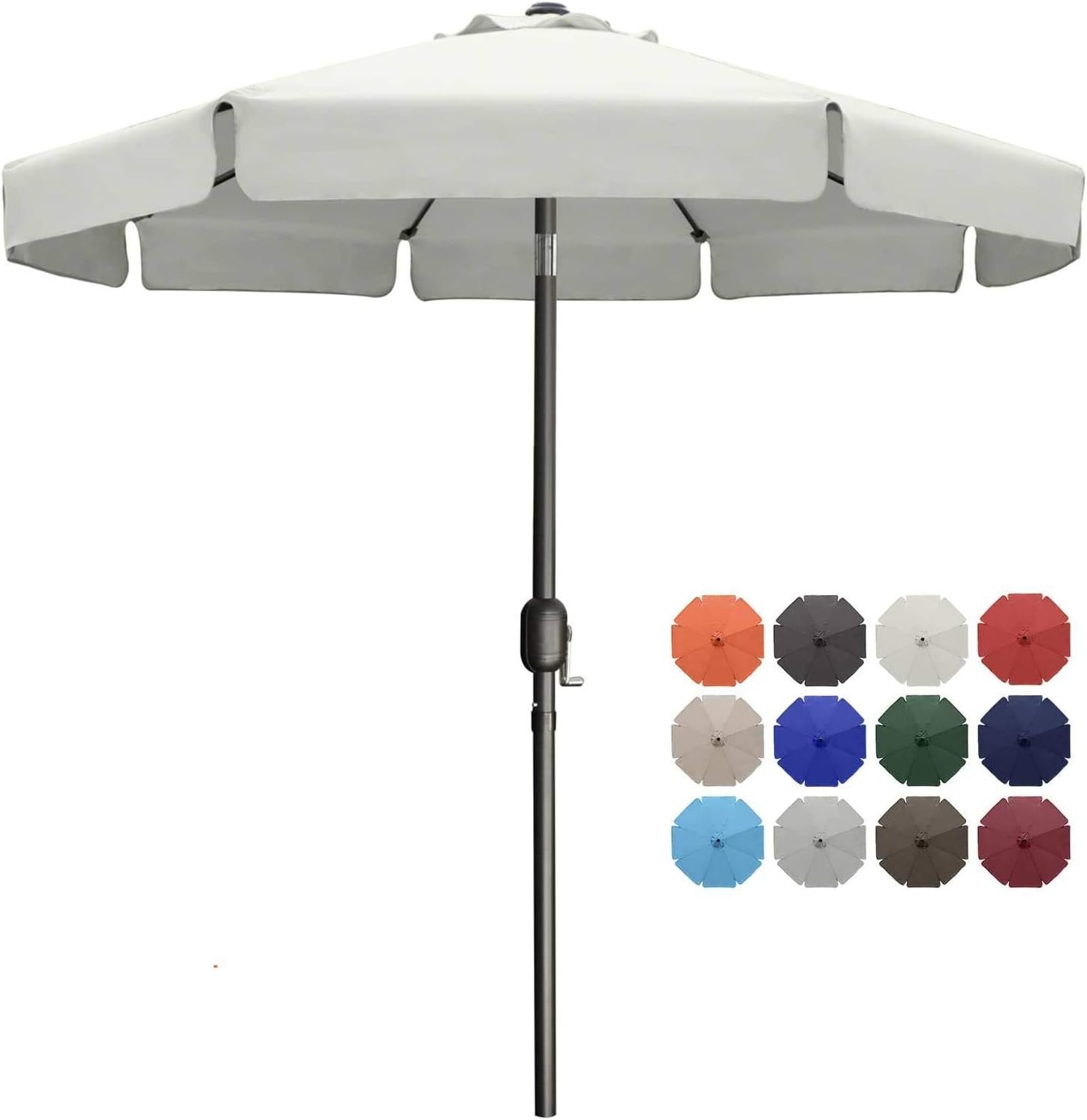 MASTERCANOPY Valance Patio Umbrella for Outdoor Table Market -8 Ribs (10ft, Dark Gray)