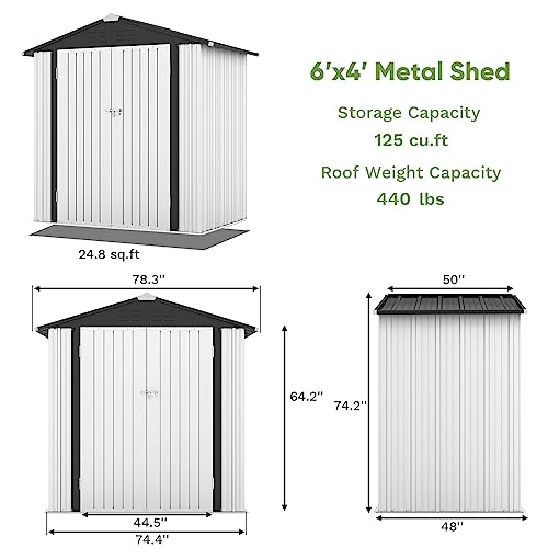 Patiowell 5x3 FT Outdoor Storage Shed, Tool Shed with Sloping Roof and Lockable Door, Metal Shed for Backyard Garden Patio Lawn, Brown