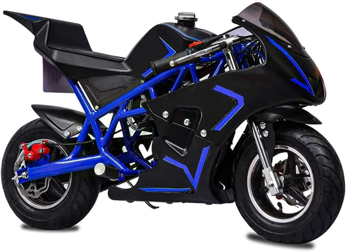 FRP Mini Gas Pocket Bike 01 On 40cc 4 Stroke, Support Up to 165 lbs, EPA Approved, Perfect Mini Pocket Bike for Kids