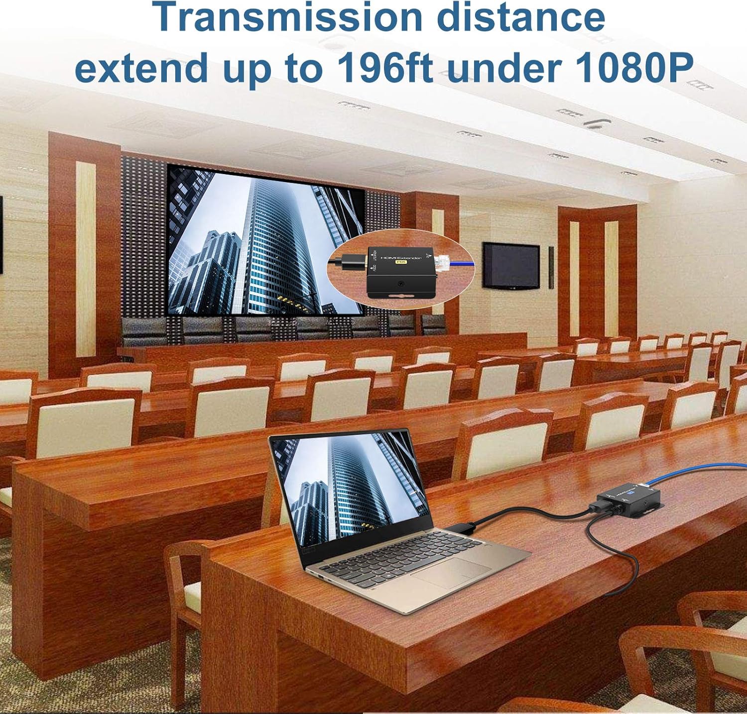 HDMI Extender Over Single Cat5e/6 HDMI Over Ethernet Up to 200Ft Repeater Balun Transmitter Receiver Power On Cat Support Full 1080p 3D HDCP EDID