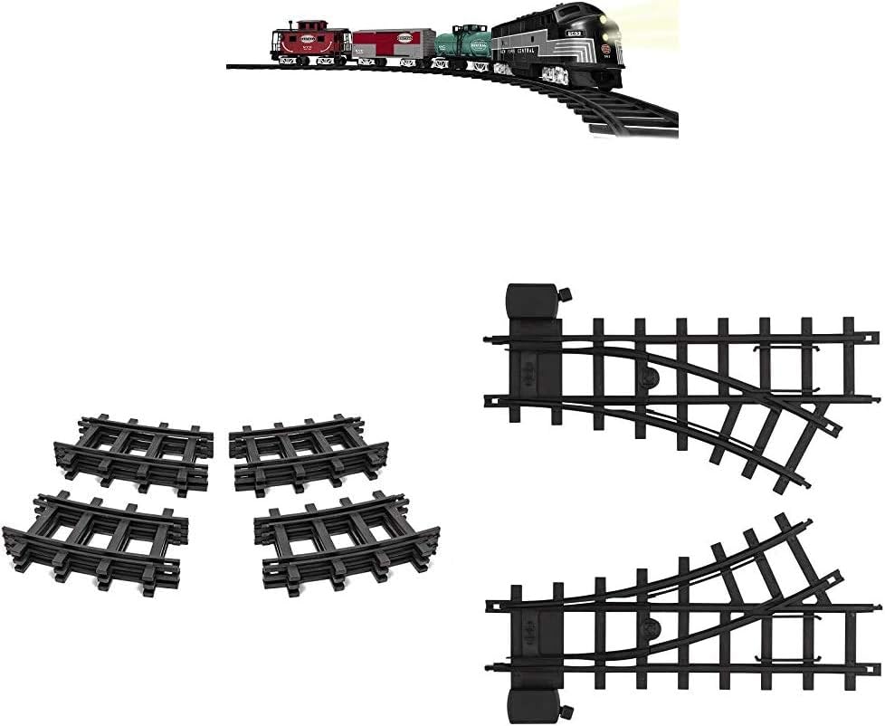 Lionel New York Central Battery-Powered Model Train Set Ready to Play w/Remote Bundle with Ready to Play 12Piece Curved Track Pack and Ready to Play