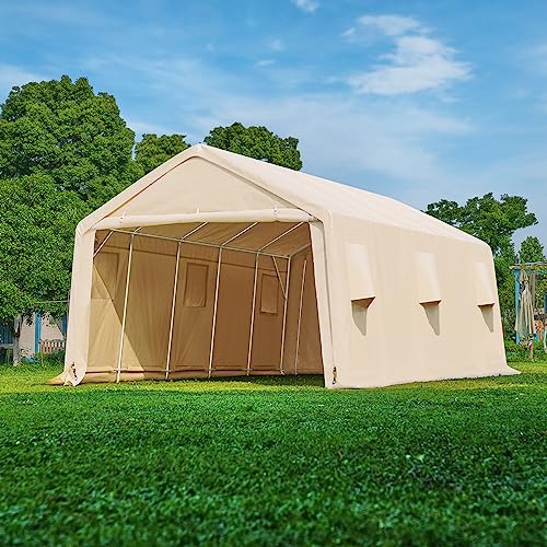 ADVANCE OUTDOOR 10x10 ft Heavy Duty Outdoor Patio Portable Canopy Storage Shelter Shed Carport with 2 Roll up Zipper Doors & Vents for Snowmobile