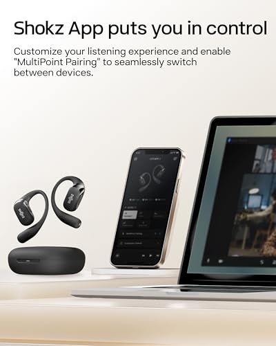 SHOKZ New OpenFit 2 Open-Ear Headphones, True Wireless Bluetooth Earphones with Microphone, Earhook Earbuds with 48 Hours of Playtime, Fast Charging