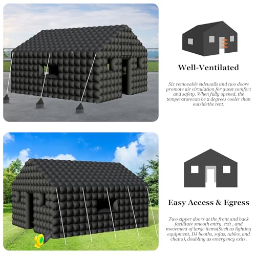 Inflatable Nightclub 20x16.5x12 Ft, Large White Inflatable Party Club Tent for Adults Birthday Backyard Wedding Rental, 2 Doors and Logo Area