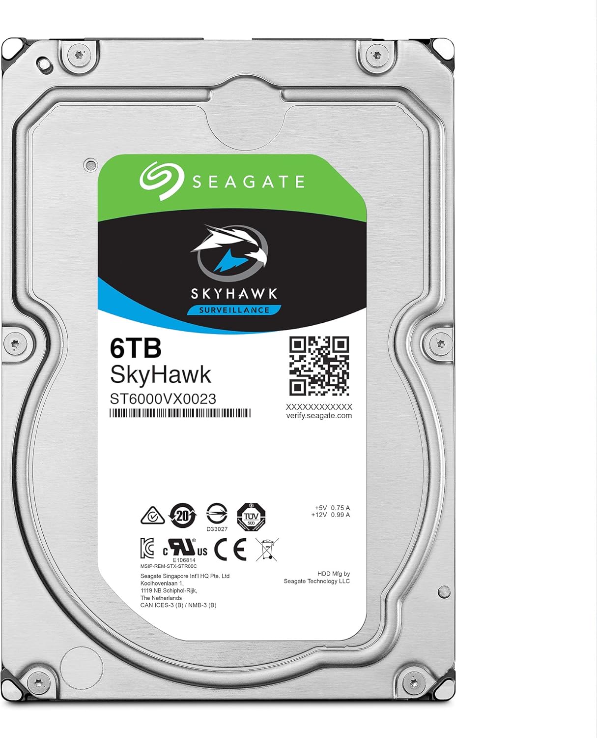 Seagate Skyhawk 6TB Surveillance Internal Hard Drive HDD – 3.5 Inch SATA 6Gb/s 256MB Cache for DVR NVR Security Camera System with Drive Health