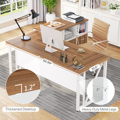 Tribesigns 63 inches Executive Desk and 47" lateral File Cabinet