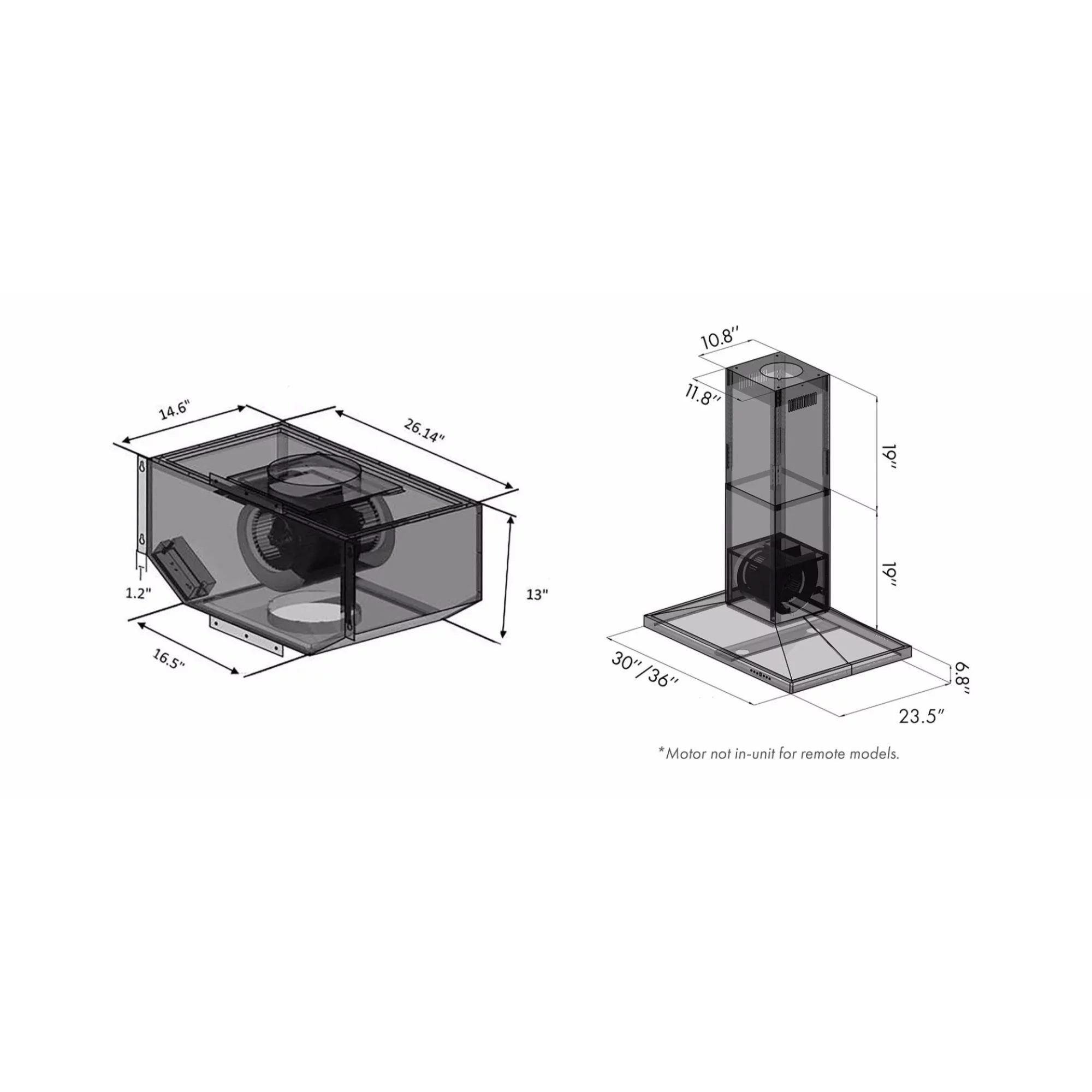 ZLINE 36 in. Remote Blower Island Mount Range Hood in Stainless Steel (GL2i-RS-36)