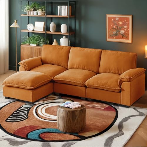 Cloud Couch Sectional for Living Room L Shaped Couch Modular Sectional Sofa Chenille Fabric for Apartment Ivory Beige