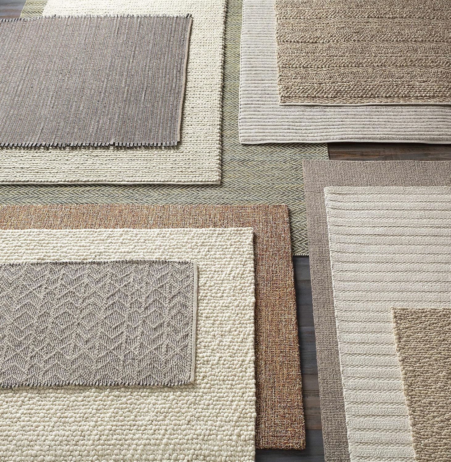 Hauteloom Boynton Living Room, Bedroom Area Rug - Wool & Viscose - Bohemian Knot Pattern - Neutral Farmhouse Carpet - Texture - Ivory, Beige, Cream