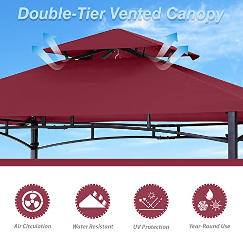 ABCCANOPY 8x5 Grill Gazebo - Outdoor BBQ Canopy Shelter with Led Light for Patio Backyard Grilling (Dark Gray)