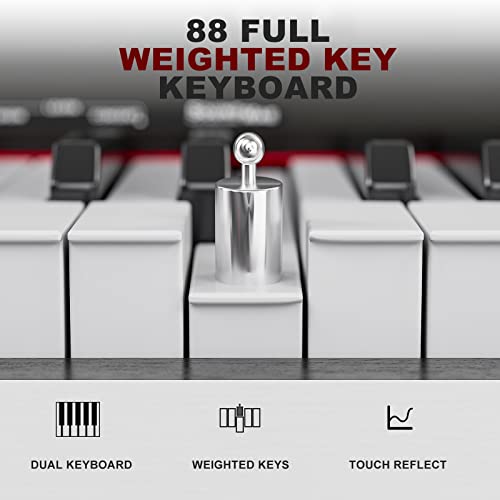 UMOMO 88 Weighted Key Digital Piano with Piano Bench, Hammer Action Electric Piano with Piano Stand, Headphone Jack, 3 Pedal