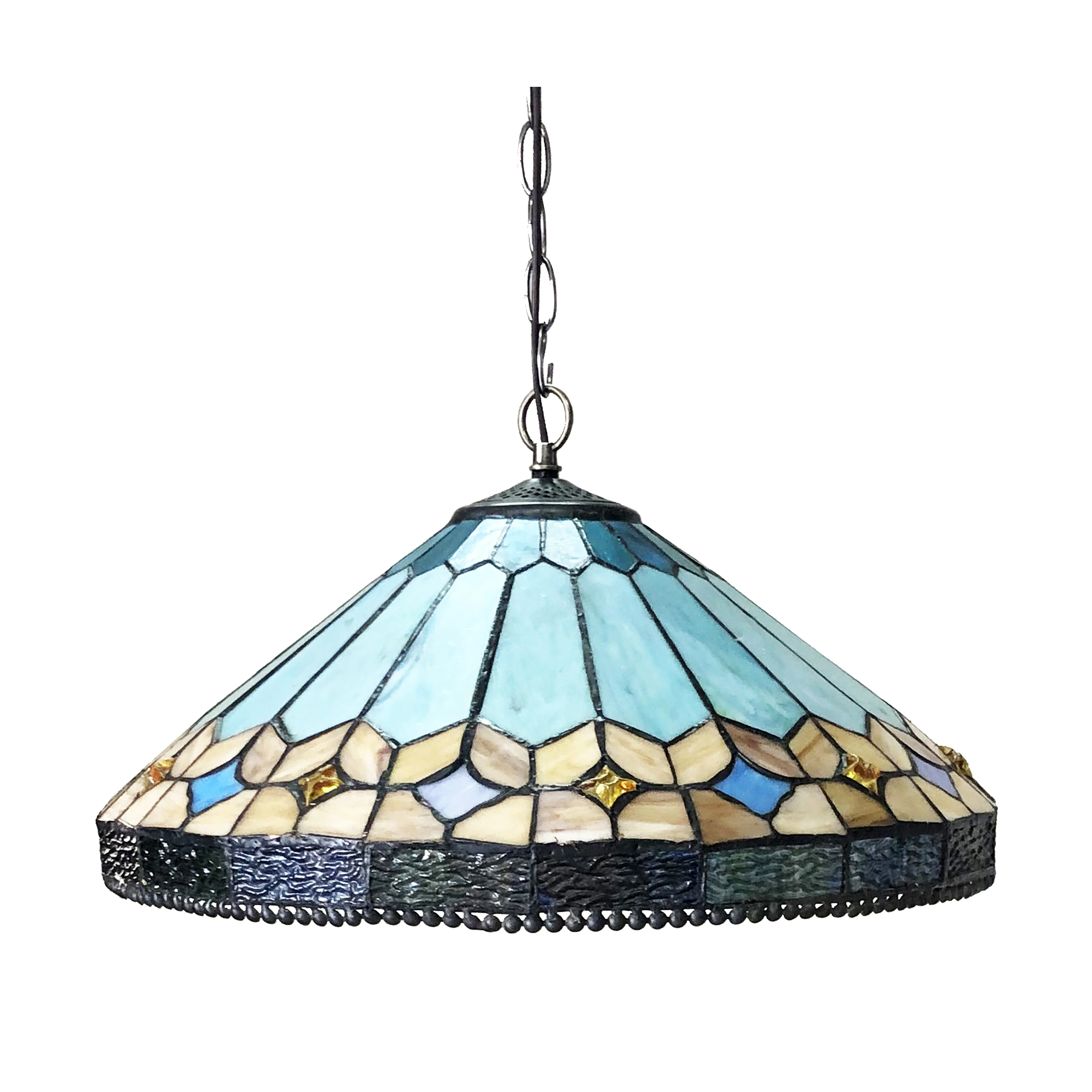 RADIANCE Goods Tiffany-Style Mission Stained Glass Ceiling Pendant 18" Height
