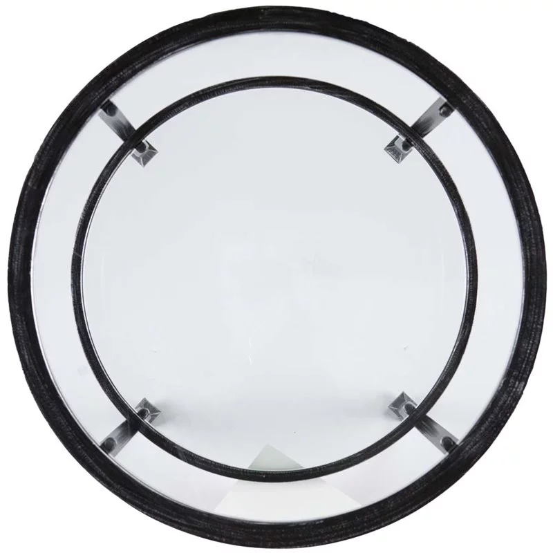 Home Square Jaymes Round Glass Top Metal End Table in Black - Set of 2